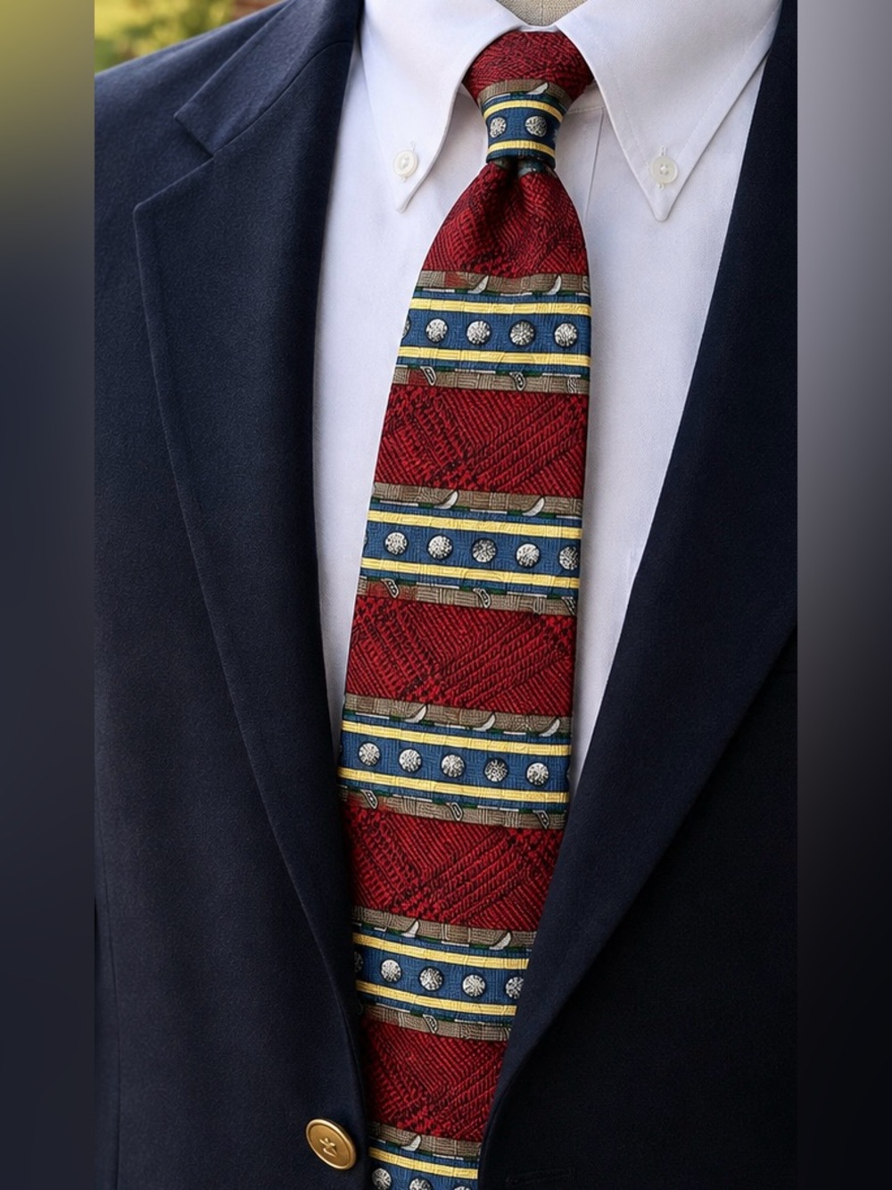Vintage Payne Stewart Golf Tie 100% Silk Made in USA Red Novelty Necktie